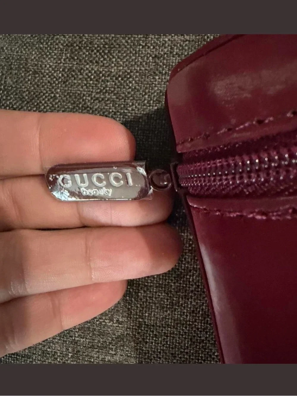 Gucci Burgundy Makeup Brush Set with Matching Case